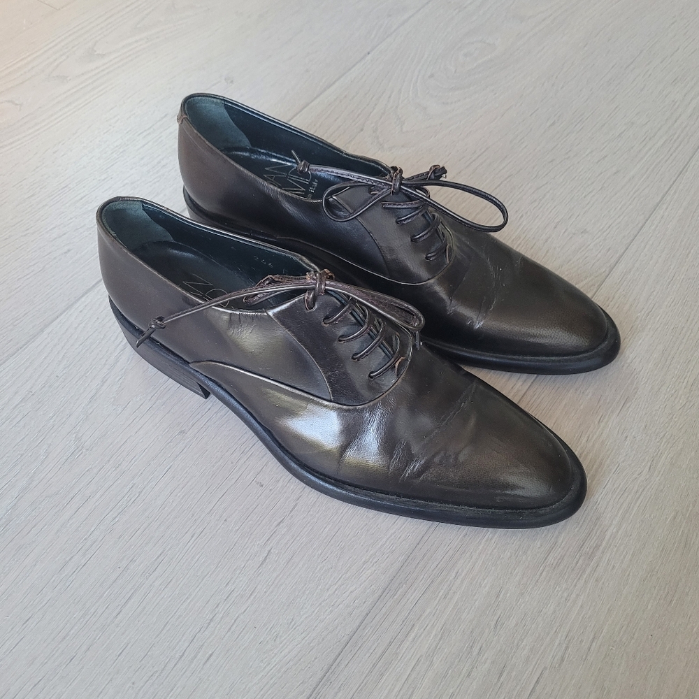 Joan & David Deep Brown Leather Oxfords